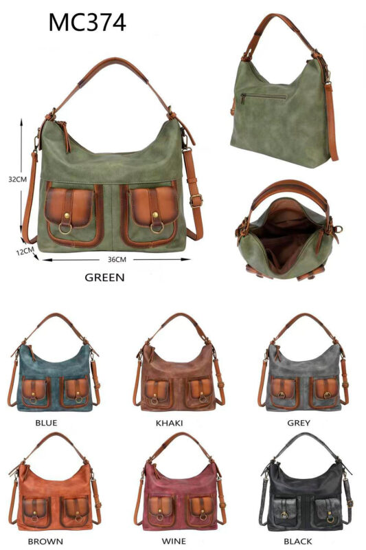 Bolso de Hombro Sintético con 3 Bolsillos Exteriores y Gran Capacidad para Mujer-All- Mayorista España