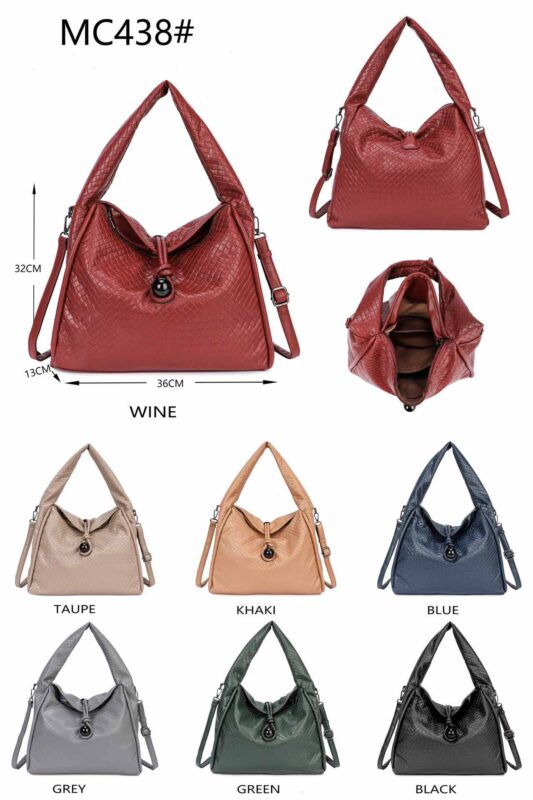 Amplio Bolso de Hombro Sintético Tipo Hobo con Cuerda, Solapa y Cremallera para Mujer-All- Mayorista España