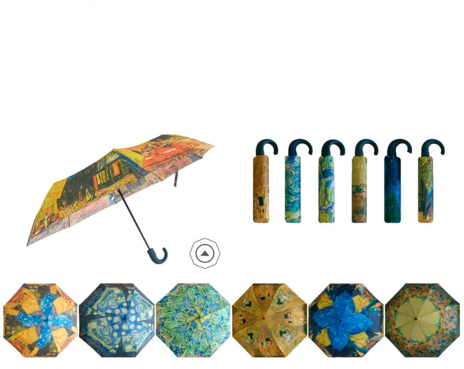 CGPAVI68083-All Bonito Paraguas Corto y Plegable de Mujer con Apertura Manual y Diseño de Arte - Imagen 1