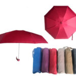 Paraguas Corto y Plegable de Mujer con Funda, Apertura Manual y Colores Lisos