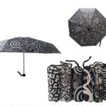 Paraguas Bicolor, Corto y Plegable de Mujer con Funda y Apertura Manual