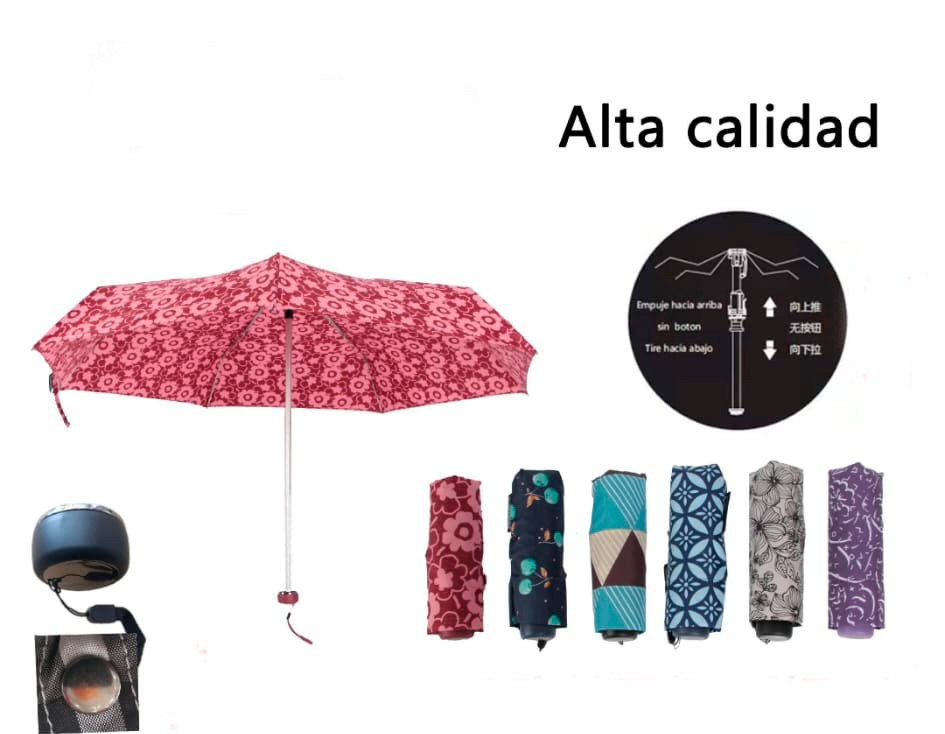 CGPAVI9043-All Paraguas Corto de Mujer con Funda, Apertura Manual y Diseño Animado y Colorido - Imagen 1