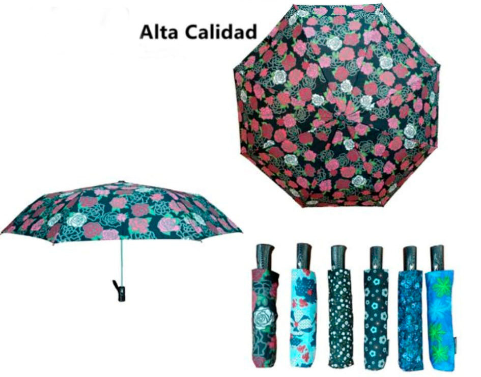 CGPAVI98031-All Paraguas de Mujer en Alta Calidad con Funda, Diseño de Flores y Mango Antideslizante - Imagen 1