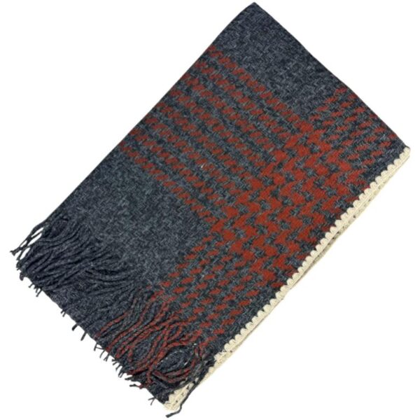 Bufanda de Lana y Cashmere para Mujer con Flecos Decorativos, Diseño Pata de Gallo y Gran Calidad - Imagen 3