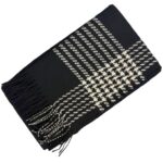 Bufanda de Lana y Cashmere para Mujer con Flecos Decorativos, Diseño Pata de Gallo y Gran Calidad - Imagen 6