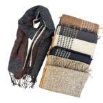 Bufanda de Lana y Cashmere para Mujer con Flecos Decorativos, Diseño Pata de Gallo y Gran Calidad - Imagen 8