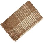 Bufanda de Lana y Cashmere para Mujer con Flecos Decorativos, Diseño Pata de Gallo y Gran Calidad