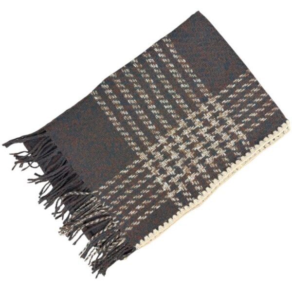 Bufanda de Lana y Cashmere para Mujer con Flecos Decorativos, Diseño Pata de Gallo y Gran Calidad - Imagen 4