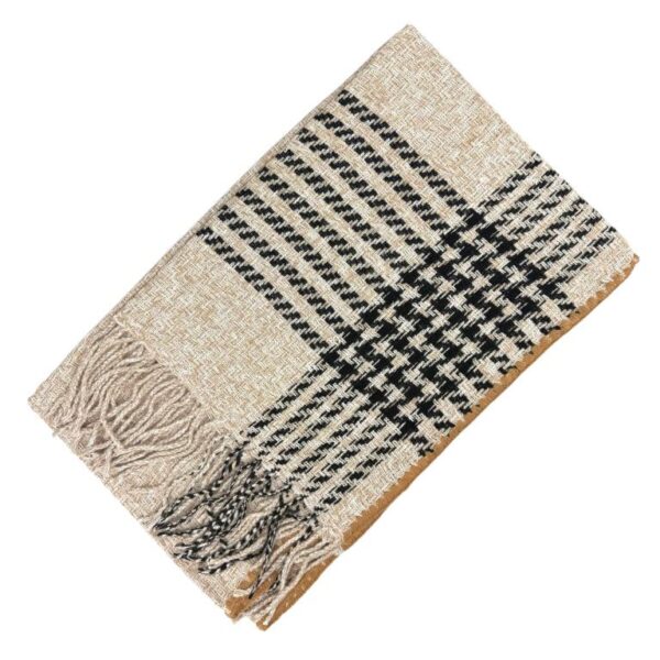 Bufanda de Lana y Cashmere para Mujer con Flecos Decorativos, Diseño Pata de Gallo y Gran Calidad - Imagen 5