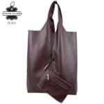 Bolso Shopper Universitario De Piel Italiana con Monedero Extra para Mujer - Imagen 8