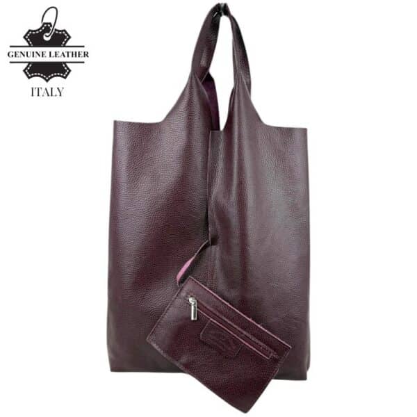 Bolso Shopper Universitario De Piel Italiana con Monedero Extra para Mujer - Imagen 8