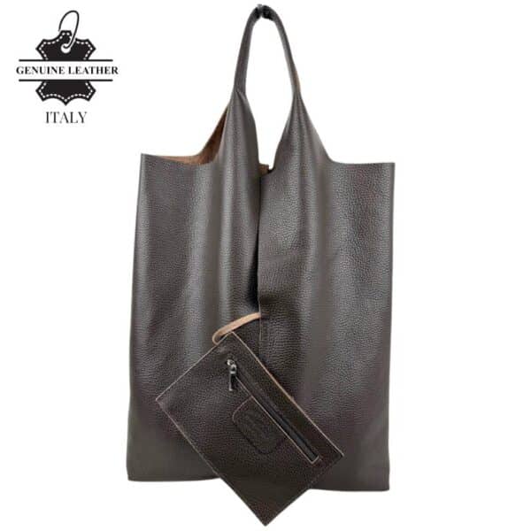 Bolso Shopper Universitario De Piel Italiana con Monedero Extra para Mujer - Imagen 9