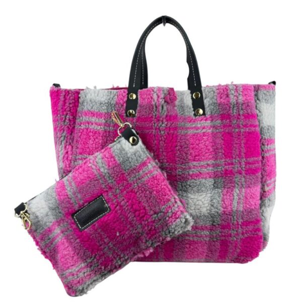 Bolso Shopper de Ante & Terciopelo Reversible Mujer con Bolsito Extra - Imagen 5