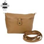 Bolso Bandolera en Piel Italiana con Bolsillo Frontal Bajo Mini Solapa de Botón y Cierre de Cremallera Mujer - Imagen 2