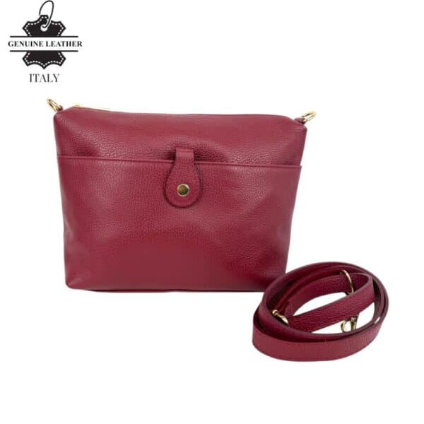 Bolso Bandolera en Piel Italiana con Bolsillo Frontal Bajo Mini Solapa de Botón y Cierre de Cremallera Mujer - Imagen 3