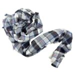 Amplia Bufanda de Algodón para Mujer con Diseño de Cuadrados y Bonito Diseño-Gris- Mayorista España