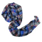 Amplia Bufanda de Algodón para Mujer con Diseño de Cuadrados y Bonito Diseño-Azul- Mayorista España