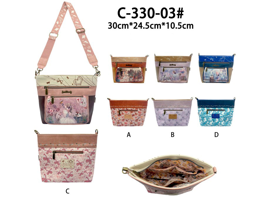 CGC330-03-All -Bolso Bandolera Sintético con Diseño Muñeca Sweet Candy y 3 Bolsillos Exteriores para Mujer-All- Mayorista España