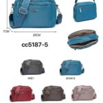 Bolso Bandolera Coveri Collection en Nylon para Mujer con Neceser Extra Frontal y 2 Cremalleras
