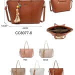 Amplio Bolso de Hombro Sintético Tipo Shopper de Mujer Coveri Collection con Elementos Decorativos