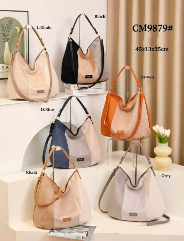 Bolso de Hombro Sintético tipo Hobo con Efecto Ante, Bolsillo Trasero y Gran Capacidad para Mujer - Imagen 2