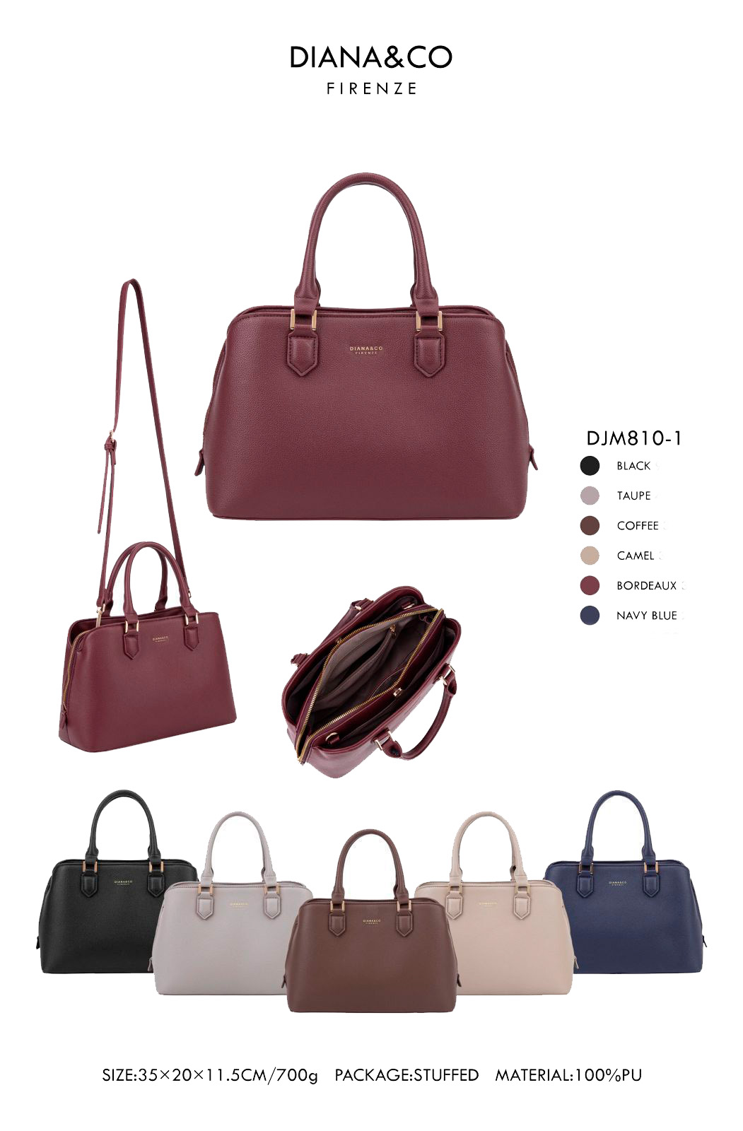 CGDJM810-1-All Bolso de Mano tipo Maletín en Piel Sintética de Diana & Co para Mujer con 3 Compartimentos Principales - Imagen 1