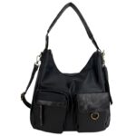 Bolso de Hombro Sintético Tipo Hobo con 3 Bolsillos Exteriores y Compartimentos Interiores para Mujer