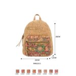 Amplia Mochila Ecológica en Corcho para Mujer con Bolsillo Frontal y Bonito Diseño