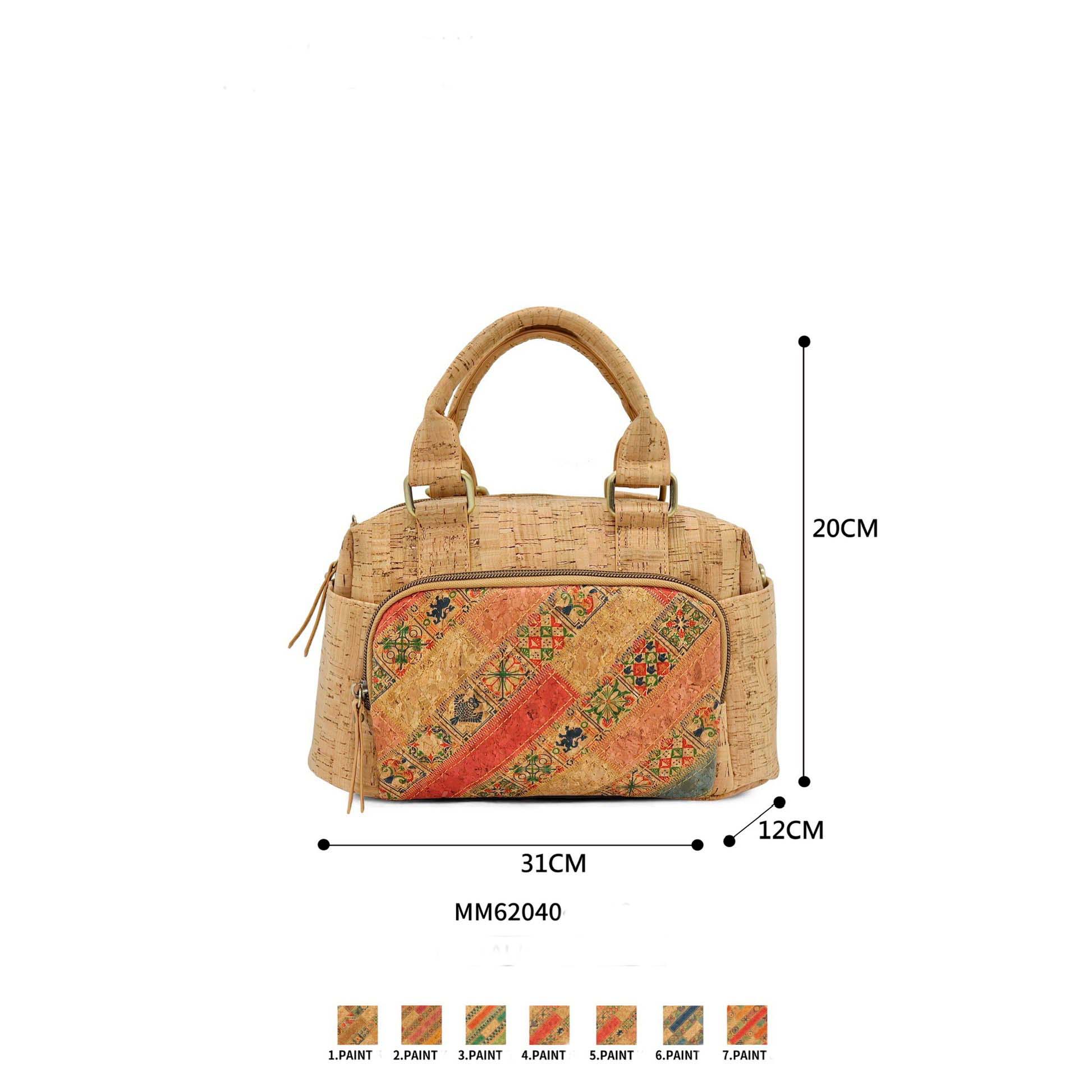 CGMM62040-All Bolso de Viaje Ecológico en Corcho para Mujer con Bolsillo Frontal y Asas Cortas - Imagen 1