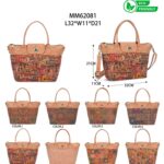 Bolso de Mano Ecológico en Corcho con Mini Solapa, 2 Asas y Tira Bandolera para Mujer