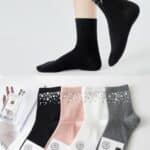 Calcetines Cortos en Algodón para Mujer con Diseño de Tachuelas y Talla Única