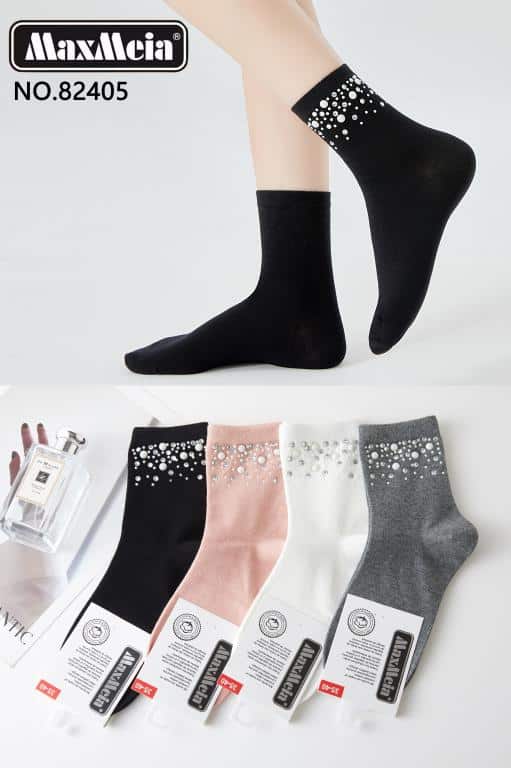 CGMX82405-All Calcetines Cortos en Algodón para Mujer con Diseño de Tachuelas y Talla Única - Imagen 1