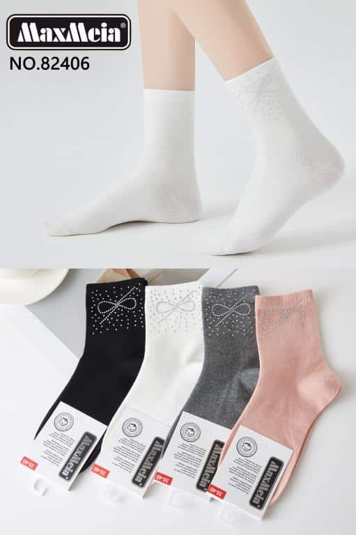 CGMX82406-All Calcetines Cortos de Algodón para Mujer en Talla Única con Diseño de Puntos e Infinito - Imagen 1