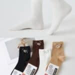 Calcetines Cortos de Algodón con Precioso Diseño Lazo Decorativo y Talla Única para Mujer