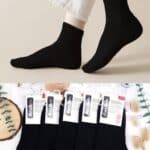 Calcetines Cortos Negros Térmicos de Algodón Bio en Talla Única Pequeña para Mujer