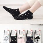 Calcetines Cortos de Algodón Peinado para Mujer con Alegres Diseños y Colores Lisos