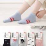 Calcetines Cortos de Algodón Peinado con Diseños Happy y Smile para Mujer