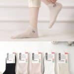 Calcetines Cortos de Algodón Peinado con Colores Lisos y Diseño Ratoncito para Mujer