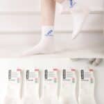 Calcetines Cortos Blancos de Algodón Peinado con Diseño de Horóscopo para Mujer