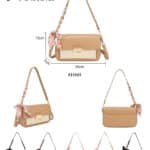 Bolso de Hombro Sintético Bicolor con Lazo Decorativo y Compartimento Frontal para Mujer