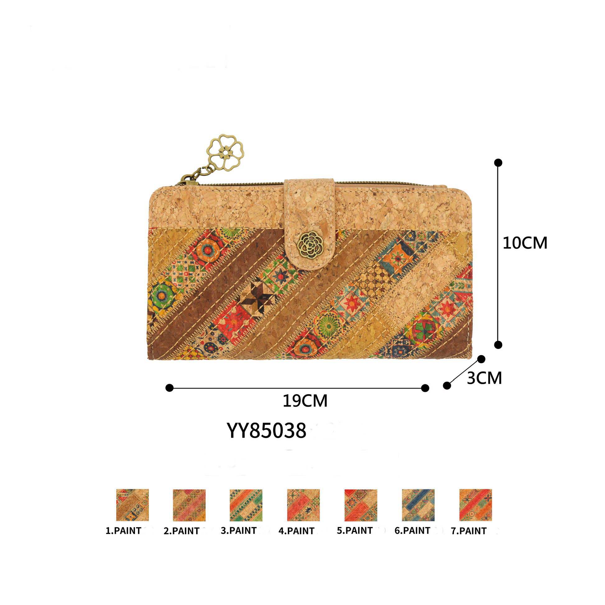 CGYY85038-All Alegre Cartera Ecológica de Corcho para Mujer con Mini Solapa de Botón y Cremallera - Imagen 1