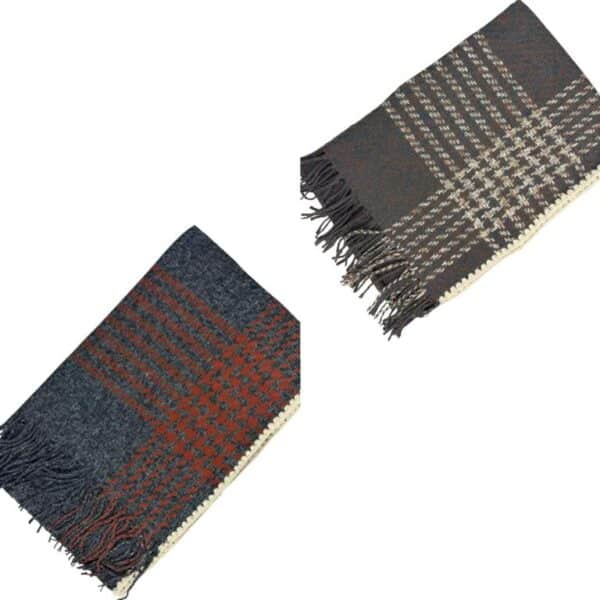 Bufanda de Lana y Cashmere para Mujer con Flecos Decorativos, Diseño Pata de Gallo y Gran Calidad - Imagen 2