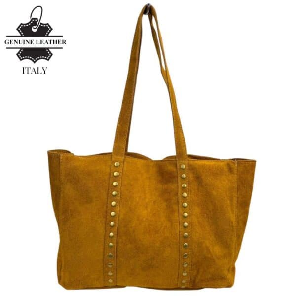 Bolso Shopper de Piel Serraje con Tachuelas y Asas Largas - Imagen 10