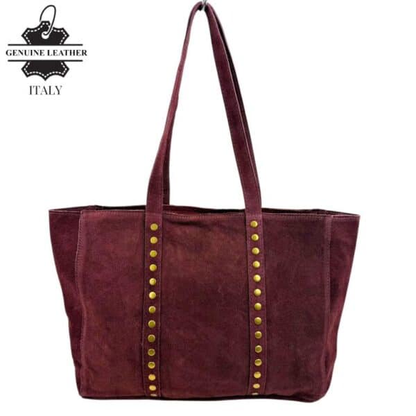 Bolso Shopper de Piel Serraje con Tachuelas y Asas Largas - Imagen 13