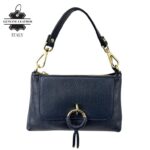 Bolso de Mano en Piel Italiana con Tira Bandolera, Frontal Decorativo y Cremallera para Mujer - Imagen 10