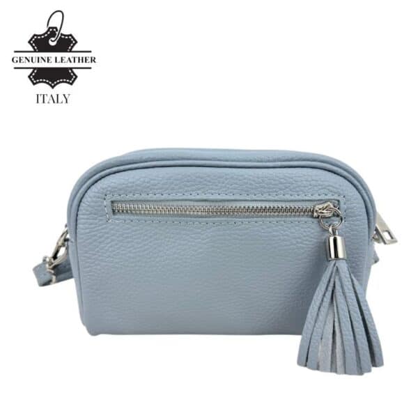 Bolso Bandolera de Mujer en Piel Italiana con Bolsillo Frontal con Flecos y Cierre de Cremallera - Imagen 5