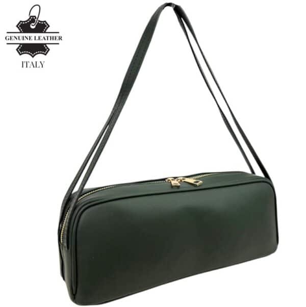 Bolso de Mano Tipo Barrel en Piel Italiana con 2 Asas Cortas y 2 Cremalleras para Mujer - Imagen 4