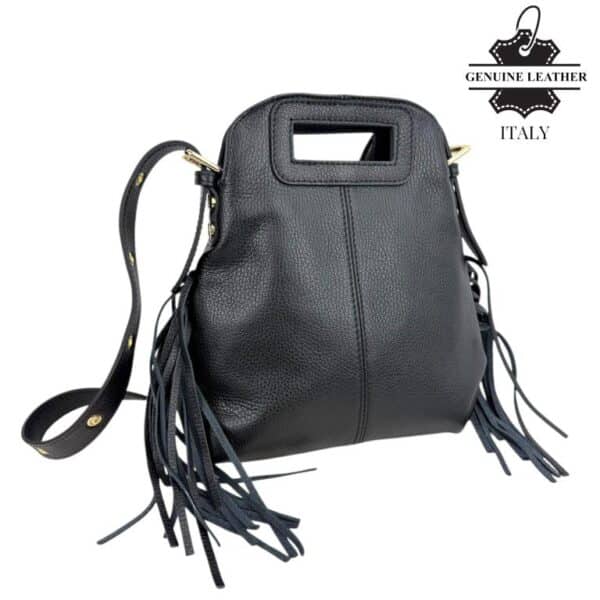 Bolso de Hombro en Piel Italiana Estilo Miss M con Flecos Laterales y Gran Calidad para Mujer - Imagen 3