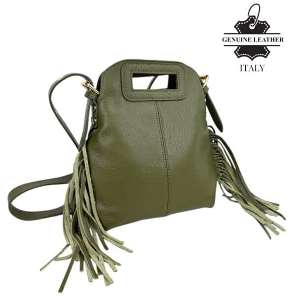Bolso de Hombro en Piel Italiana Estilo Miss M con Flecos Laterales y Gran Calidad para Mujer - Imagen 4