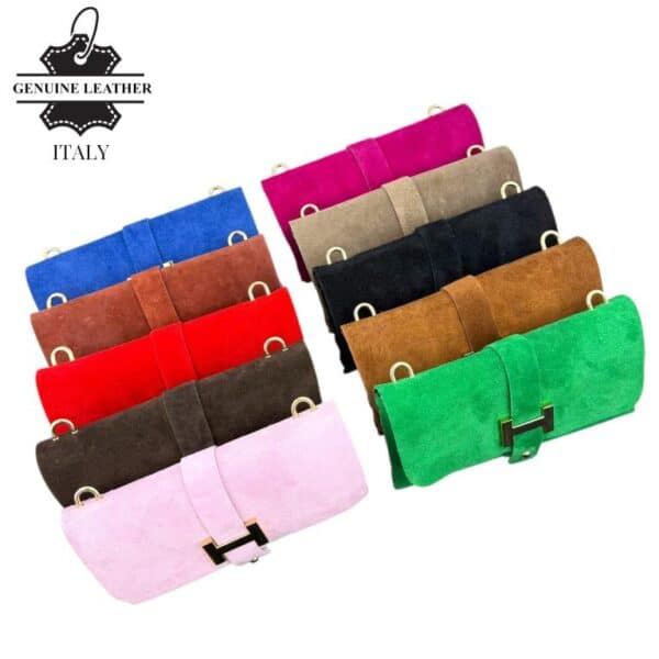 Bolso de Piel Serraje Italiano con Diseño Dorado H y Asa Extraíble para Mujer - Imagen 2